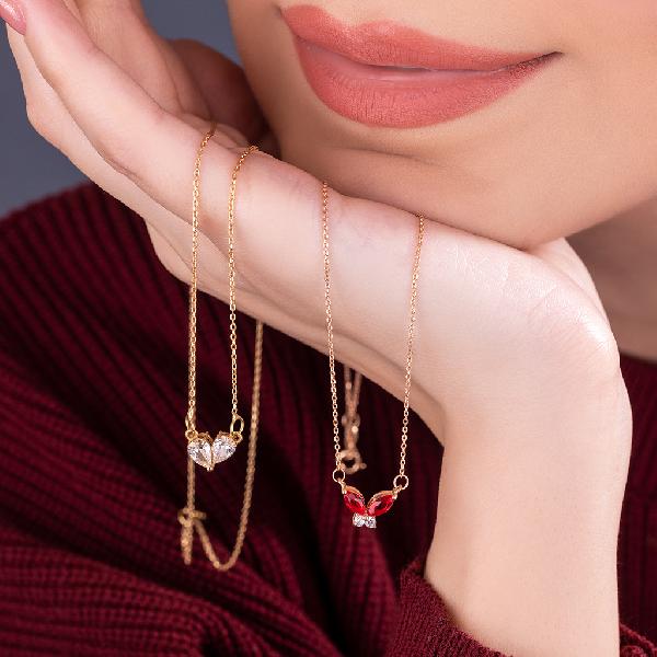 گردنبند طلا قلبی دو اشک